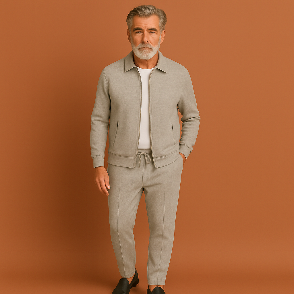 Grijs trainingspak voor heren met ritsjack, geschikt voor dagelijks gebruik en casual outfits.