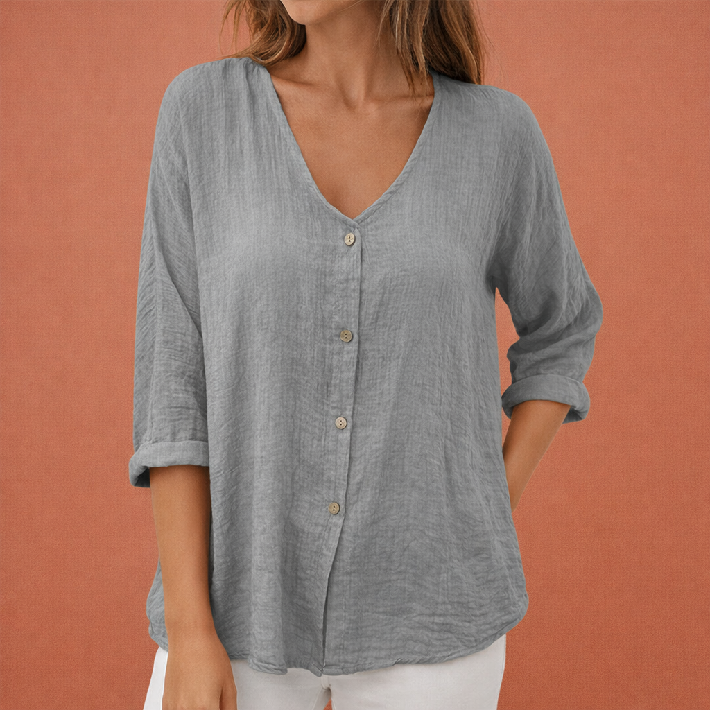 Dames T-shirt in grijs met minimalistisch design, zacht en comfortabel voor casual en stijlvolle outfits.