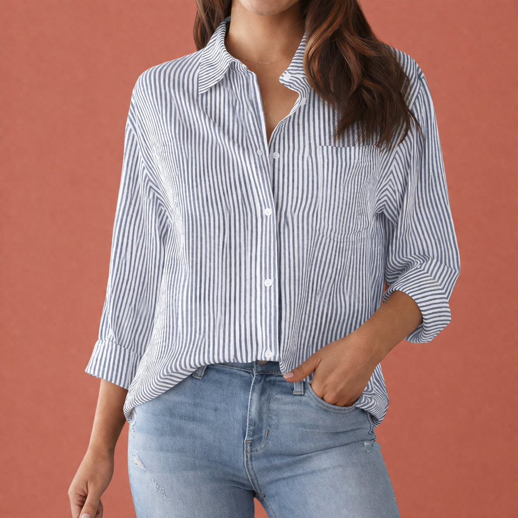 Dames blouse in grijs met minimalistisch design, zacht en comfortabel voor casual en stijlvolle outfits.