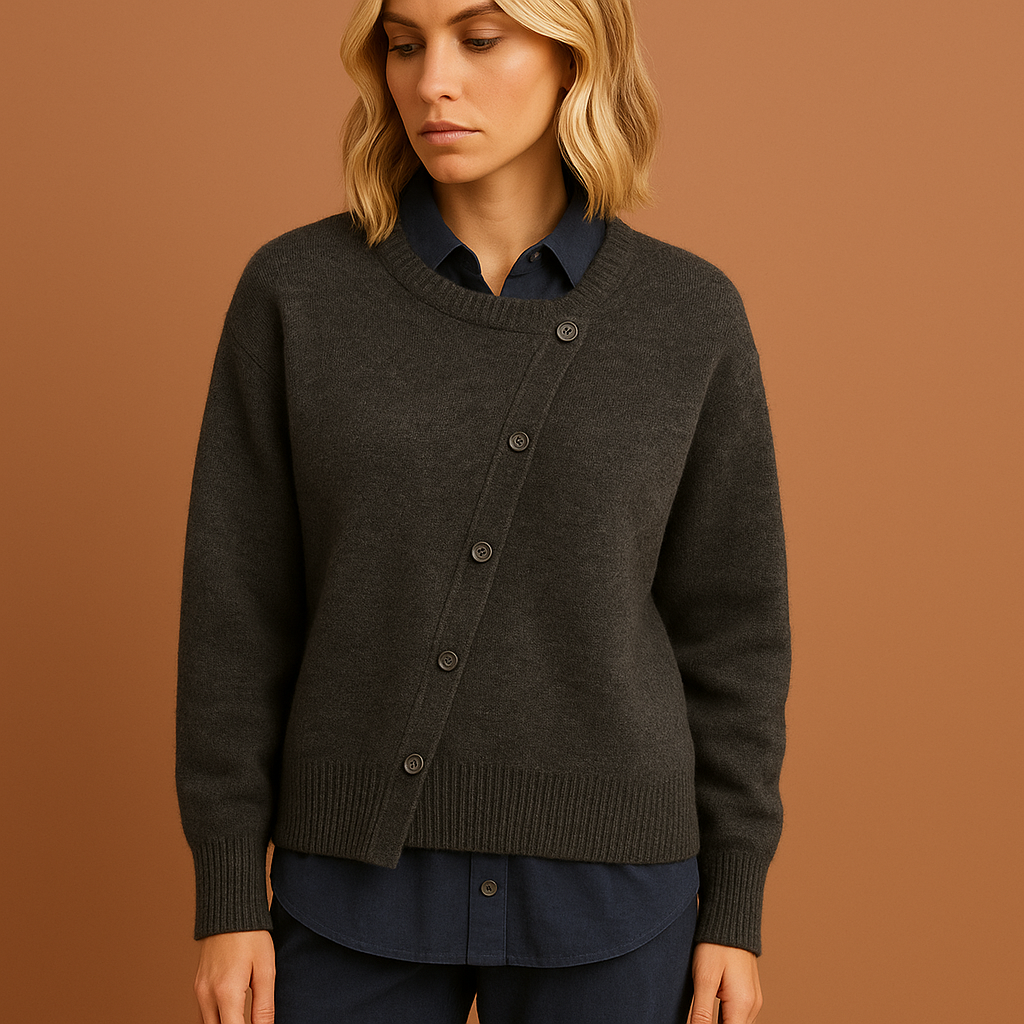 Dames trui in grijs met minimalistisch design, warm en comfortabel voor koude dagen.