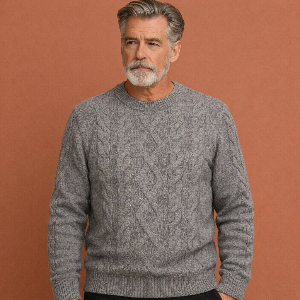 Grijze elegante dikke trui voor heren met comfortabele pasvorm, geschikt voor dagelijks gebruik en nette casual outfits.