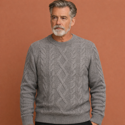 Grijze elegante dikke trui voor heren met comfortabele pasvorm, geschikt voor dagelijks gebruik en nette casual outfits.