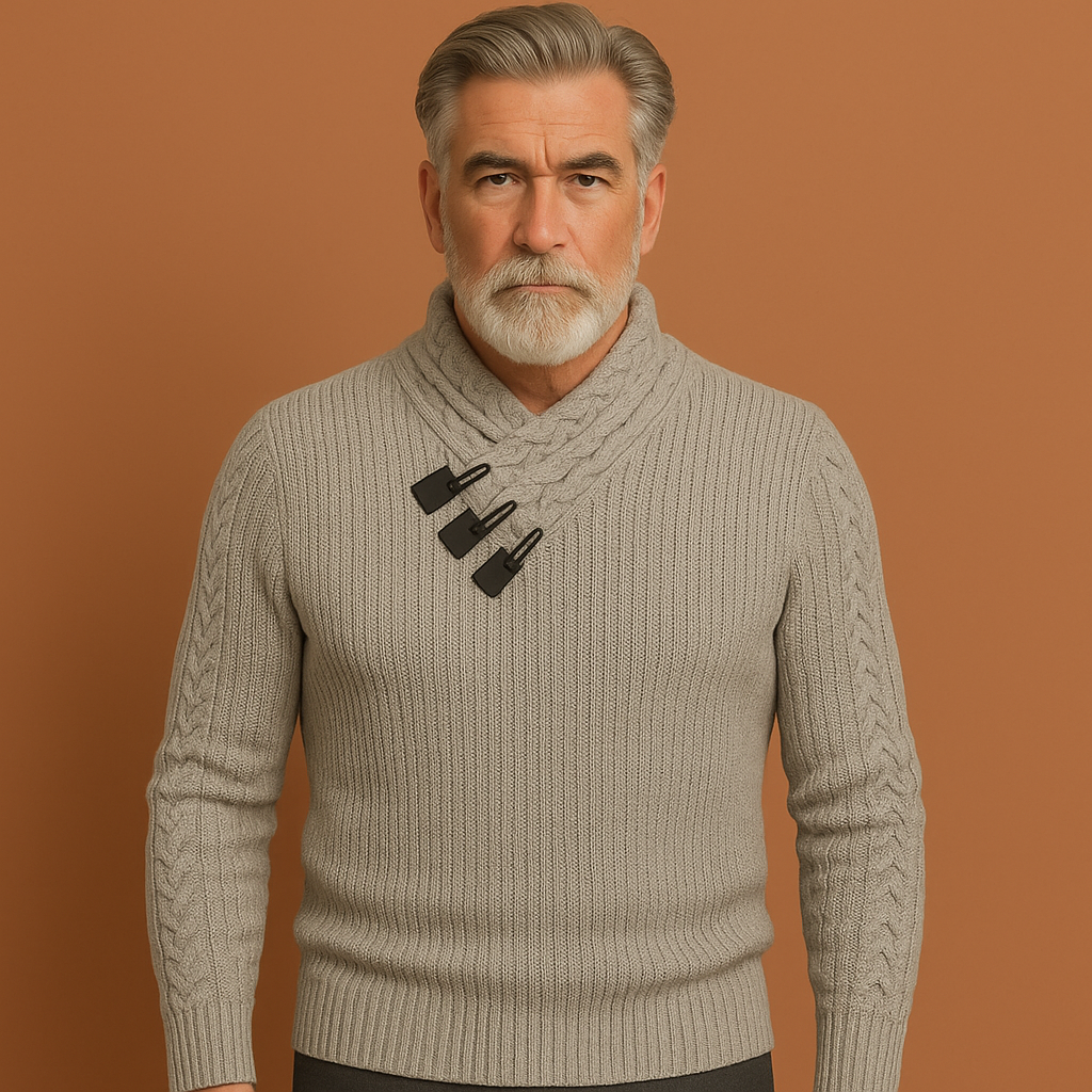 Grijze heren sweater met gebreid ontwerp en comfortabele pasvorm, ideaal voor dagelijks gebruik en casual outfits.