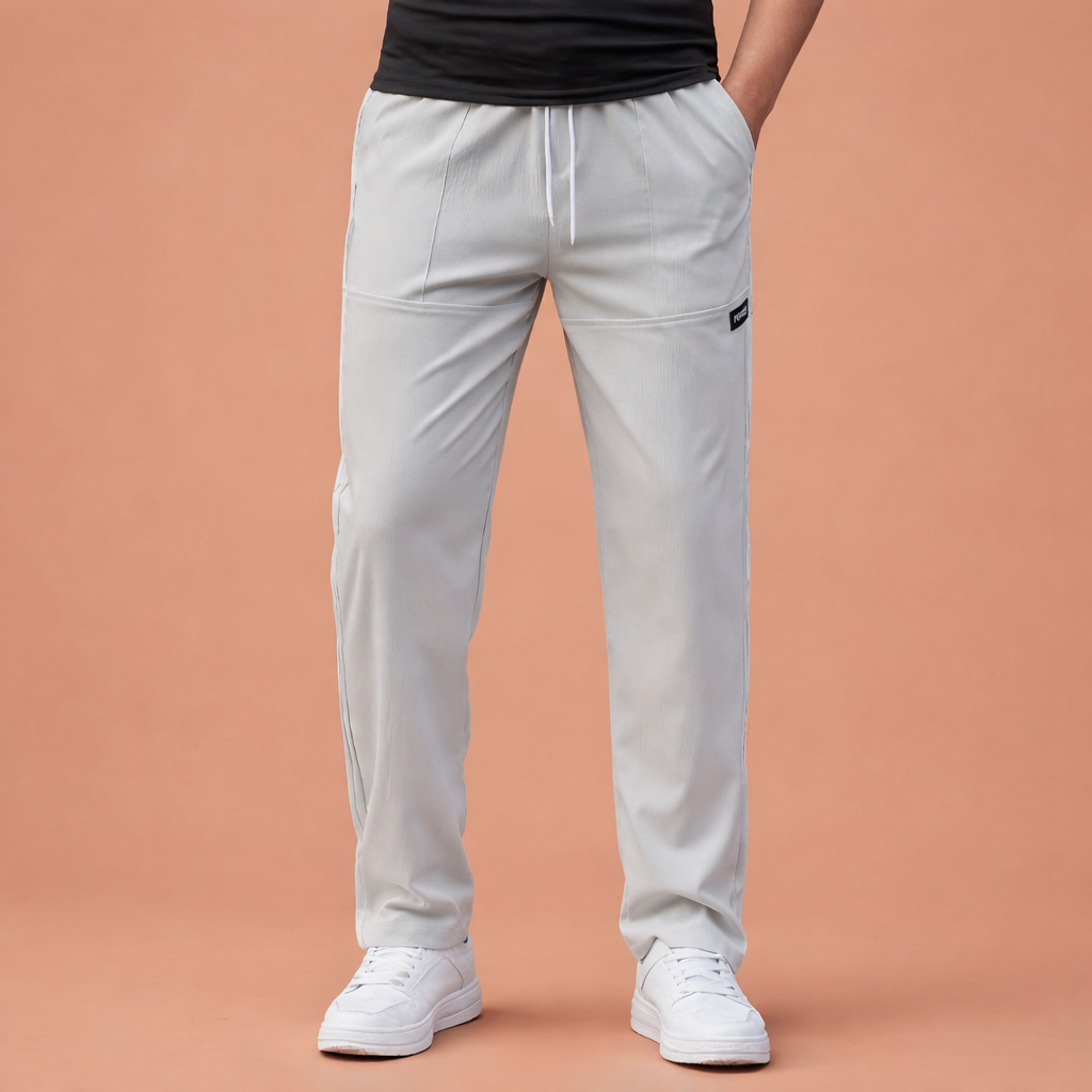 Dames broek in grijs met minimalistisch design, zacht en comfortabel voor casual en stijlvolle outfits.