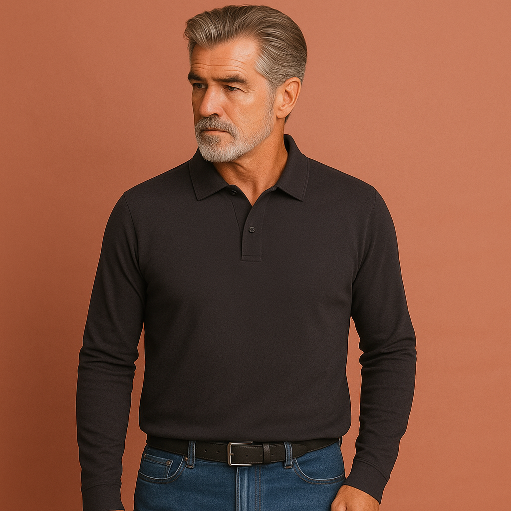 Heren polotrui in grijs met lange mouwen en polokraag, comfortabel en stijlvol voor casual en zakelijke outfits.