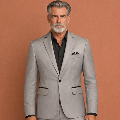 Grijze herenjas met reverskraag en klepzakken, geschikt voor dagelijks gebruik en nette outfits.