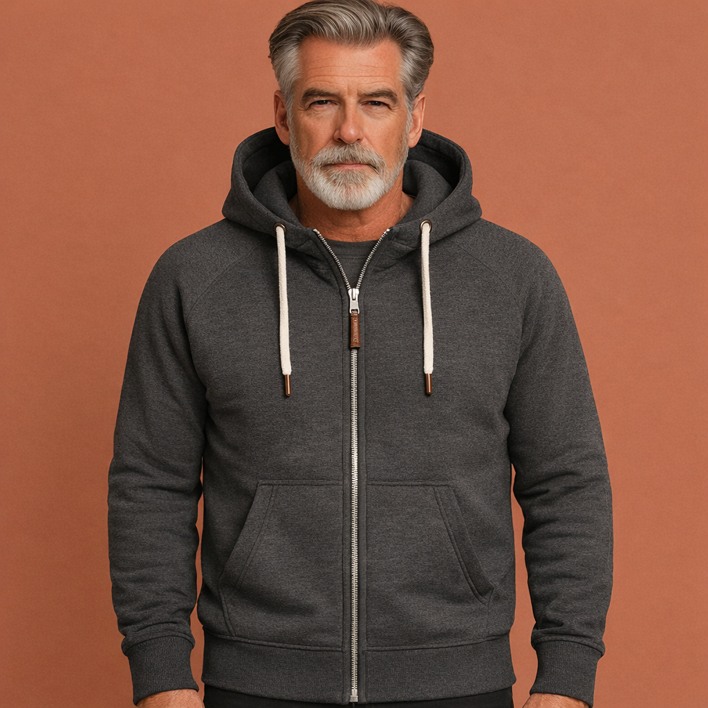 Grijze moderne heren sportjas met capuchon en comfortabele pasvorm, ideaal voor dagelijks gebruik en casual outfits