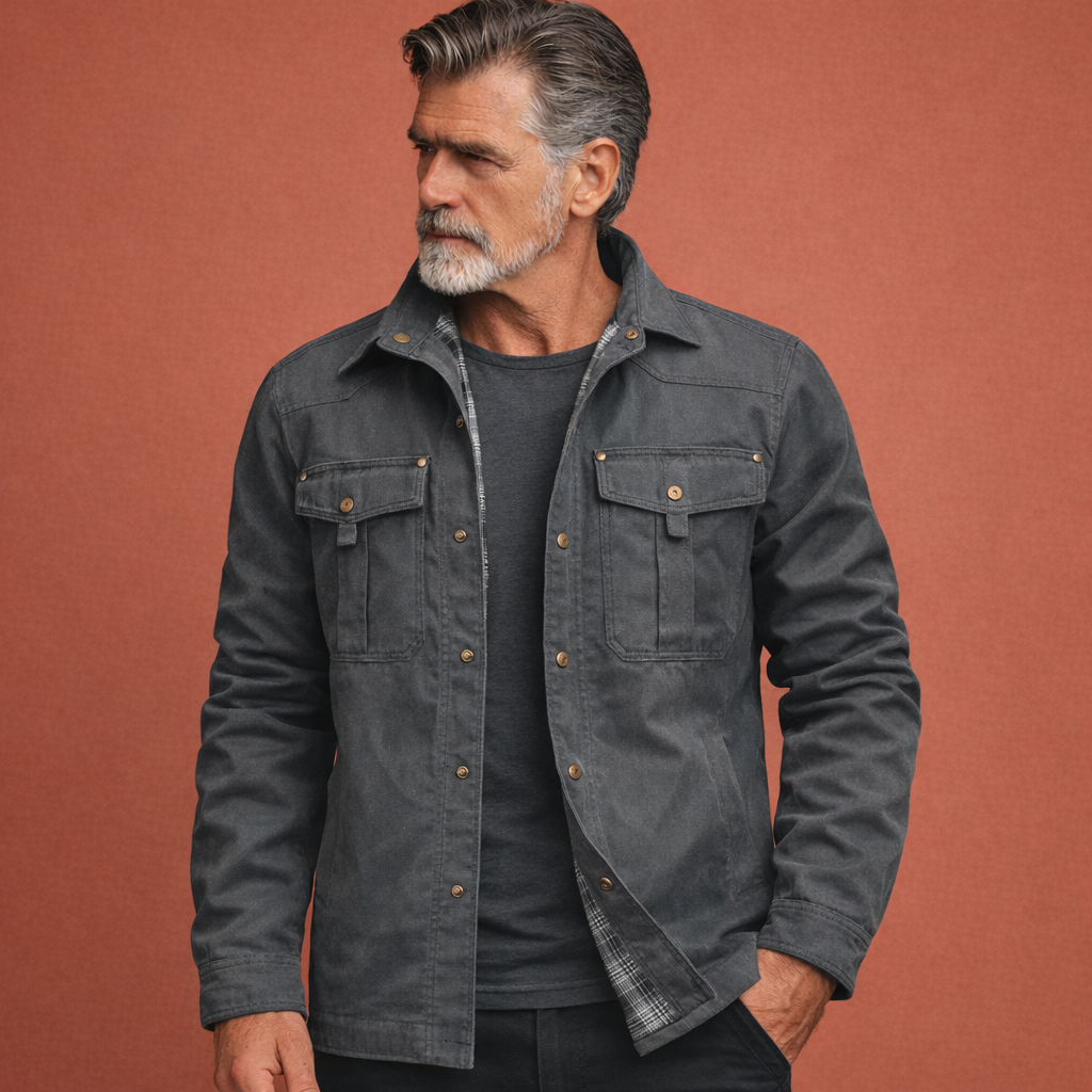 Grijze overhemdjas voor heren met geruite voering en comfortabele pasvorm, geschikt voor dagelijks gebruik en casual outfits.