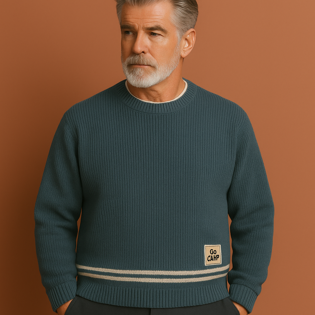 Oversized gebreide trui voor heren in grijs met comfortabele pasvorm en tijdloos ontwerp voor casual outfits.