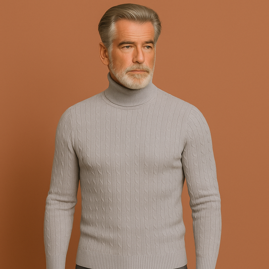 Ribgebreide coltrui voor heren in grijs met warme pasvorm en tijdloos design voor casual en formele outfits.