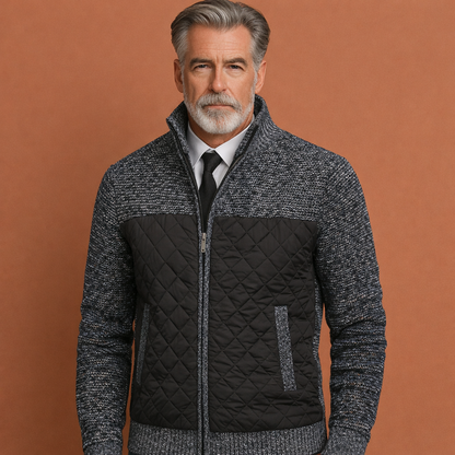 Grijze warme stijlvolle jas voor heren met modern patroon en comfortabele pasvorm, ideaal voor dagelijks gebruik.