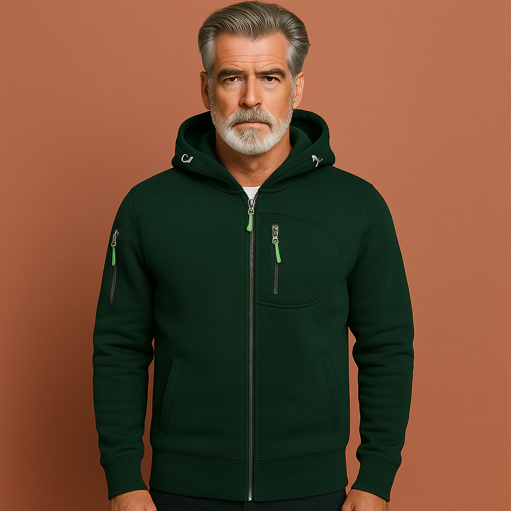 Groen heren herfstvest met ritssluiting en comfortabele pasvorm, ideaal voor frisse dagen en stijlvolle outfits.