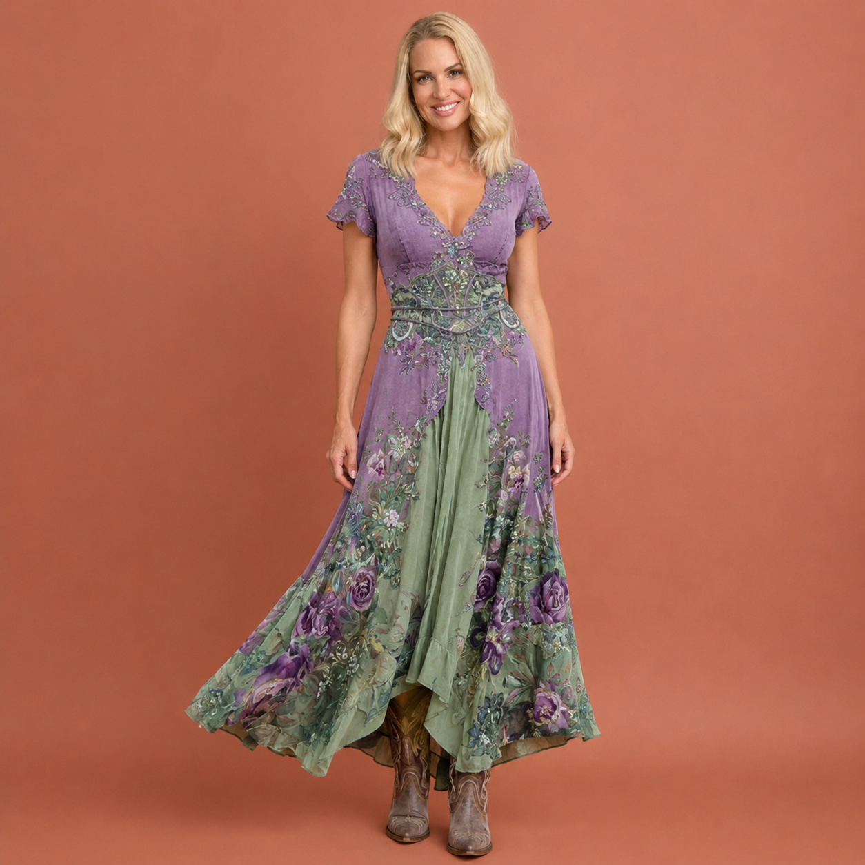 Dames bohemian maxi jurk in groen met minimalistisch design, zacht en comfortabel voor casual en stijlvolle outfits.