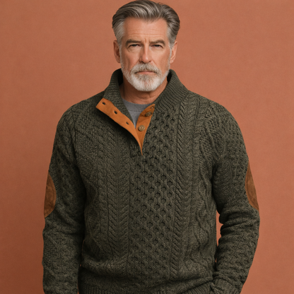 Groene comfortabele warme trui voor heren met relaxte pasvorm, ideaal voor dagelijks gebruik en koude dagen.