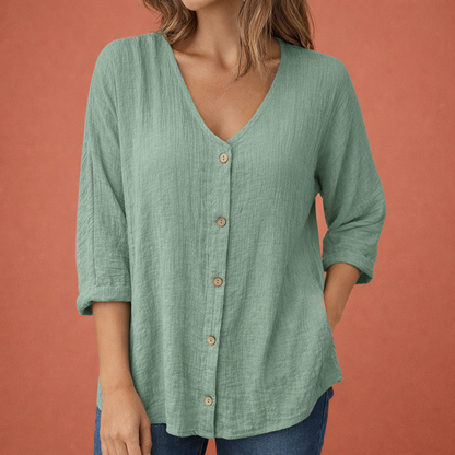Dames T-shirt in groen met minimalistisch design, zacht en comfortabel voor casual en stijlvolle outfits.