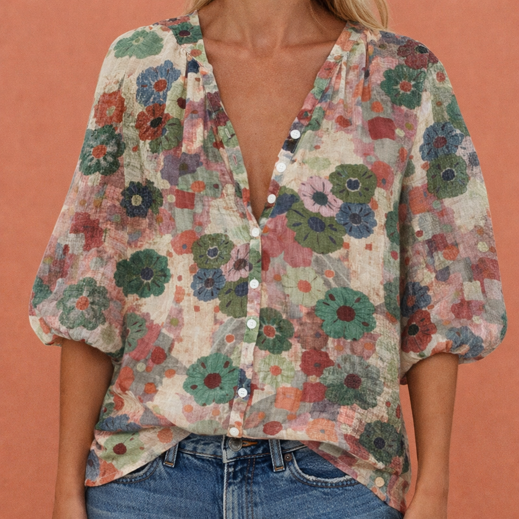 Dames blouse in groen met minimalistisch design, zacht en comfortabel voor casual en stijlvolle outfits.