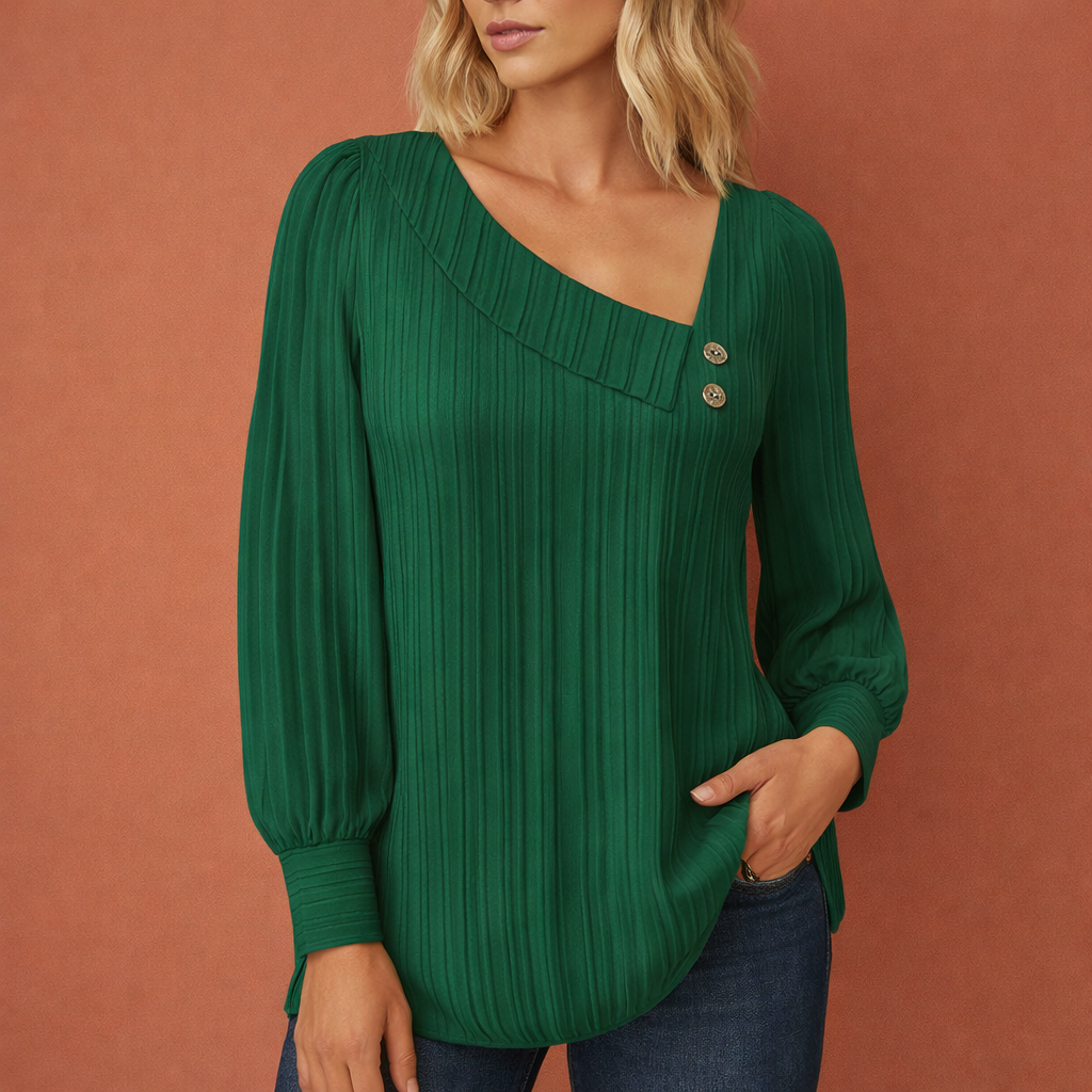 Dames gebreide sweater in groen met minimalistisch design, zacht en comfortabel voor casual en stijlvolle outfits.