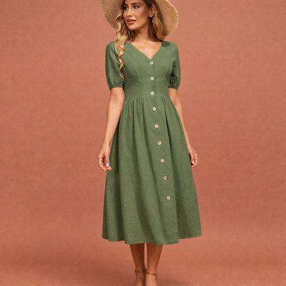 Dames maxi jurk in groen met minimalistisch design, zacht en comfortabel voor casual en stijlvolle outfits