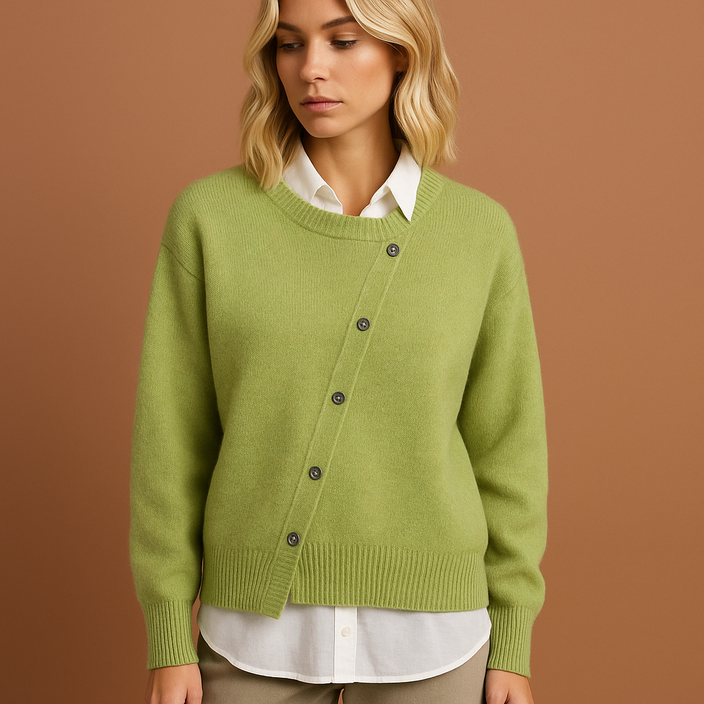 Dames trui in groen met elegante uitstraling, zacht en comfortabel voor dagelijks gebruik.