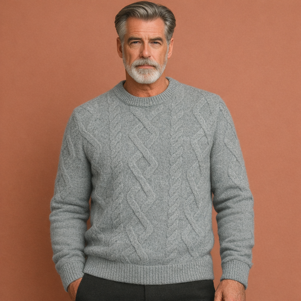 Groene elegante dikke trui voor heren met comfortabele pasvorm, geschikt voor dagelijks gebruik en nette casual outfits.