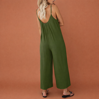 Groene elegante jumpsuit voor dames met een flatterende pasvorm, geschikt voor feestelijke en formele gelegenheden