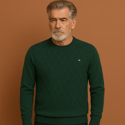 Groene heren trui met gebreid ontwerp en moderne pasvorm, ideaal voor dagelijks gebruik en casual outfits.