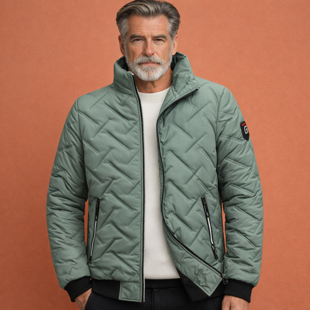 Groene heren gewatteerde winterjas met comfortabele pasvorm, ideaal voor koude dagen en dagelijks gebruik.