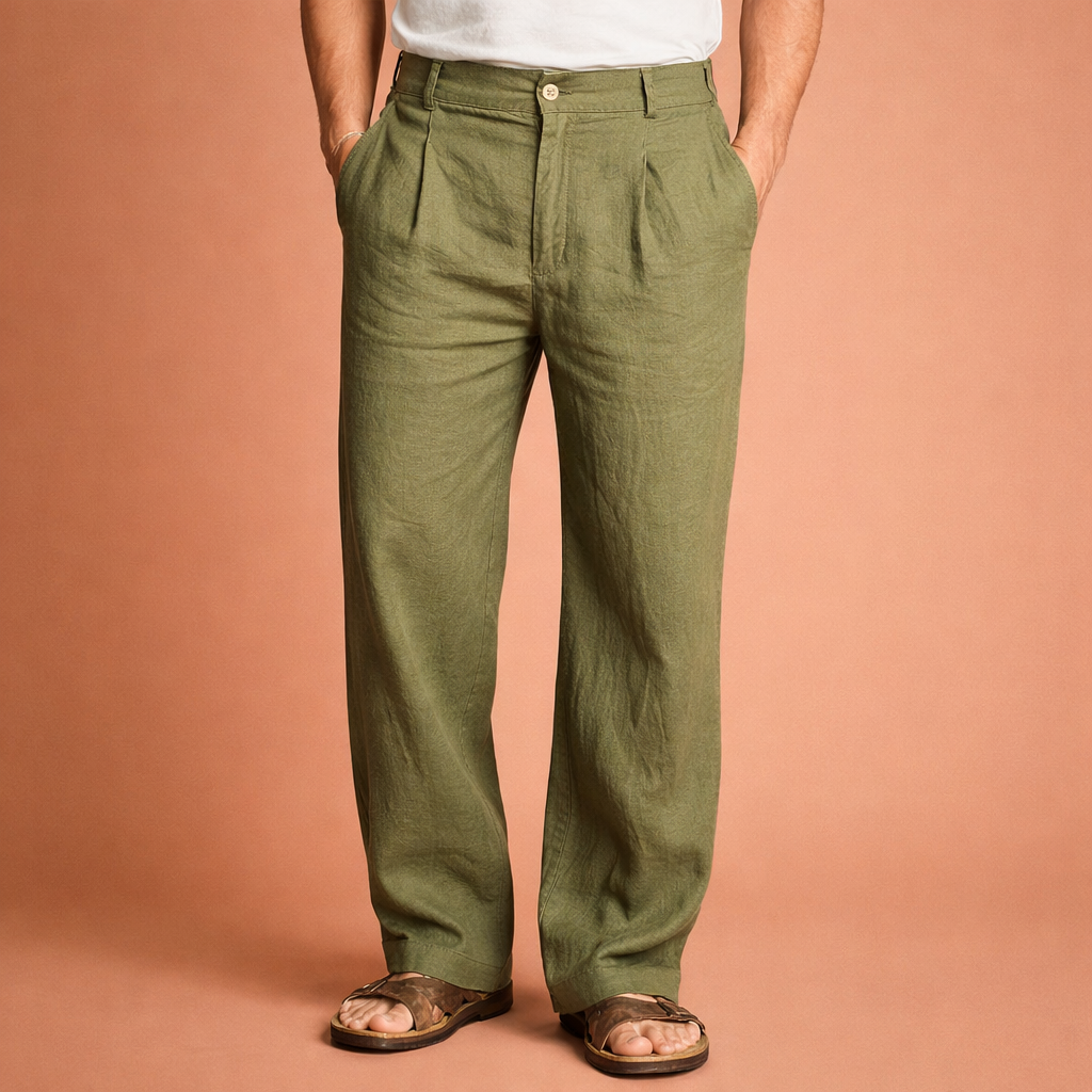 Dames broek in groen met minimalistisch design, zacht en comfortabel voor casual en stijlvolle outfits.