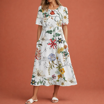 Dames maxi jurk in groen met minimalistisch design, zacht en comfortabel voor casual en stijlvolle outfits.