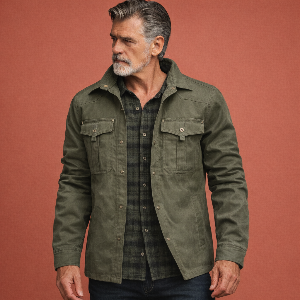 Groene overhemdjas voor heren met geruite voering en comfortabele pasvorm, geschikt voor dagelijks gebruik en casual outfits.