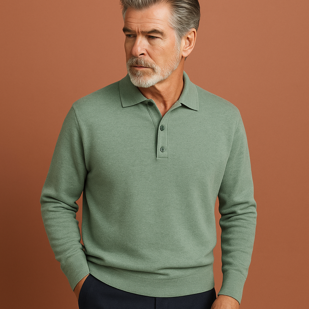 Groene heren polosweater met moderne pasvorm en tijdloze uitstraling, ideaal voor dagelijks gebruik en casual outfits.