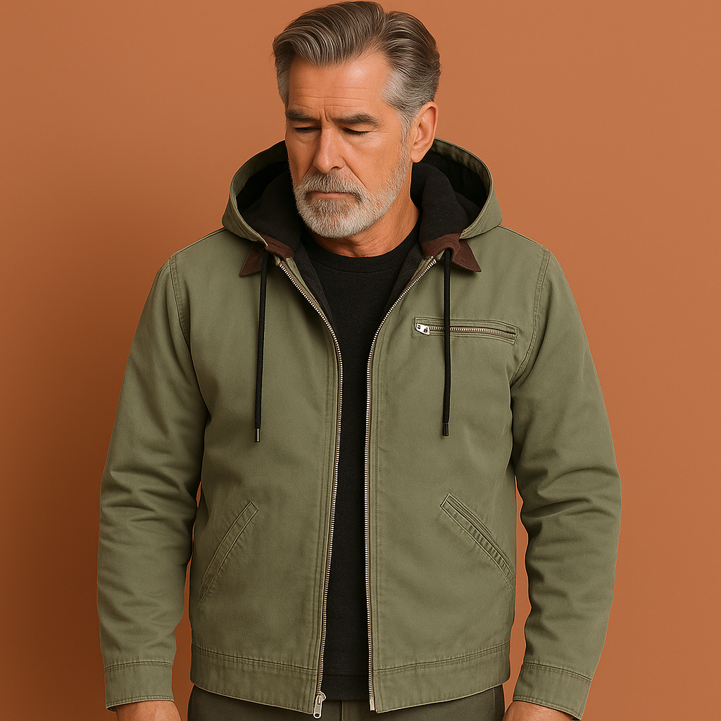Warme hoodie jas voor heren in groene kleur met moderne uitstraling en comfortabele pasvorm voor koude dagen.