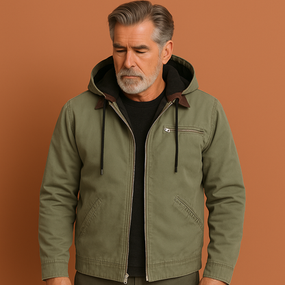 Warme hoodie jas voor heren in groene kleur met moderne uitstraling en comfortabele pasvorm voor koude dagen.