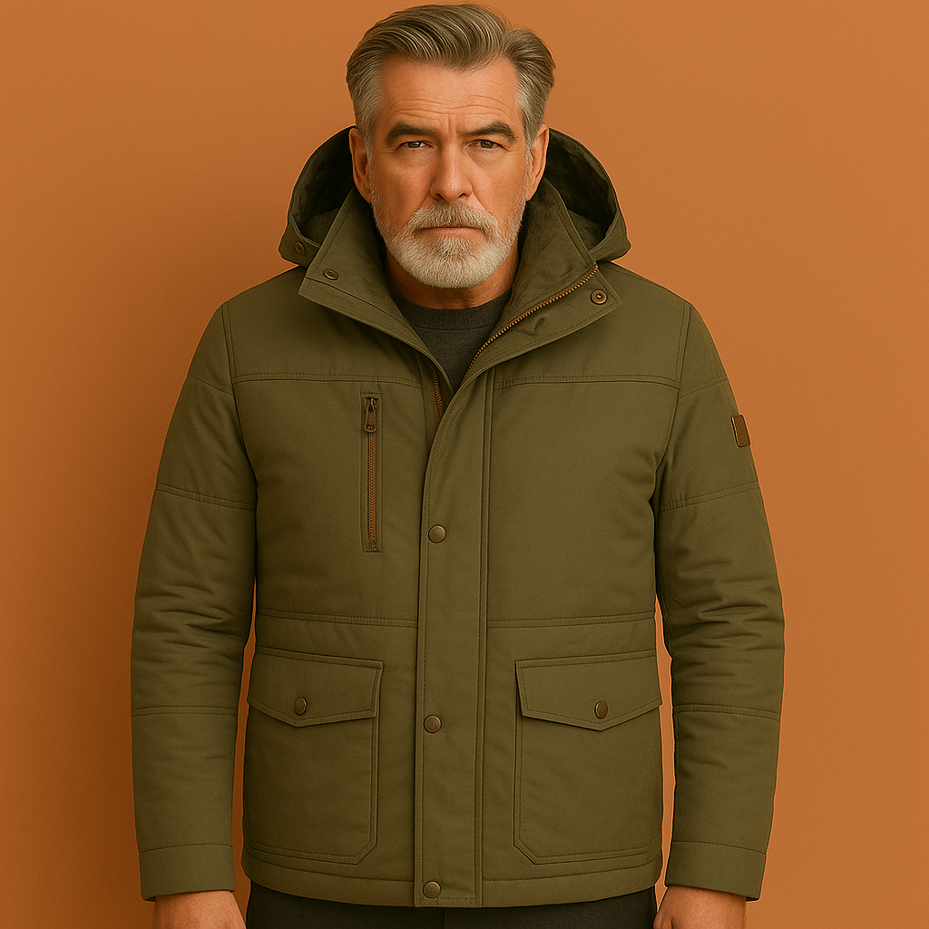 Warme winterparka voor heren in groene kleur met tijdloos design, ideaal voor koude dagen.