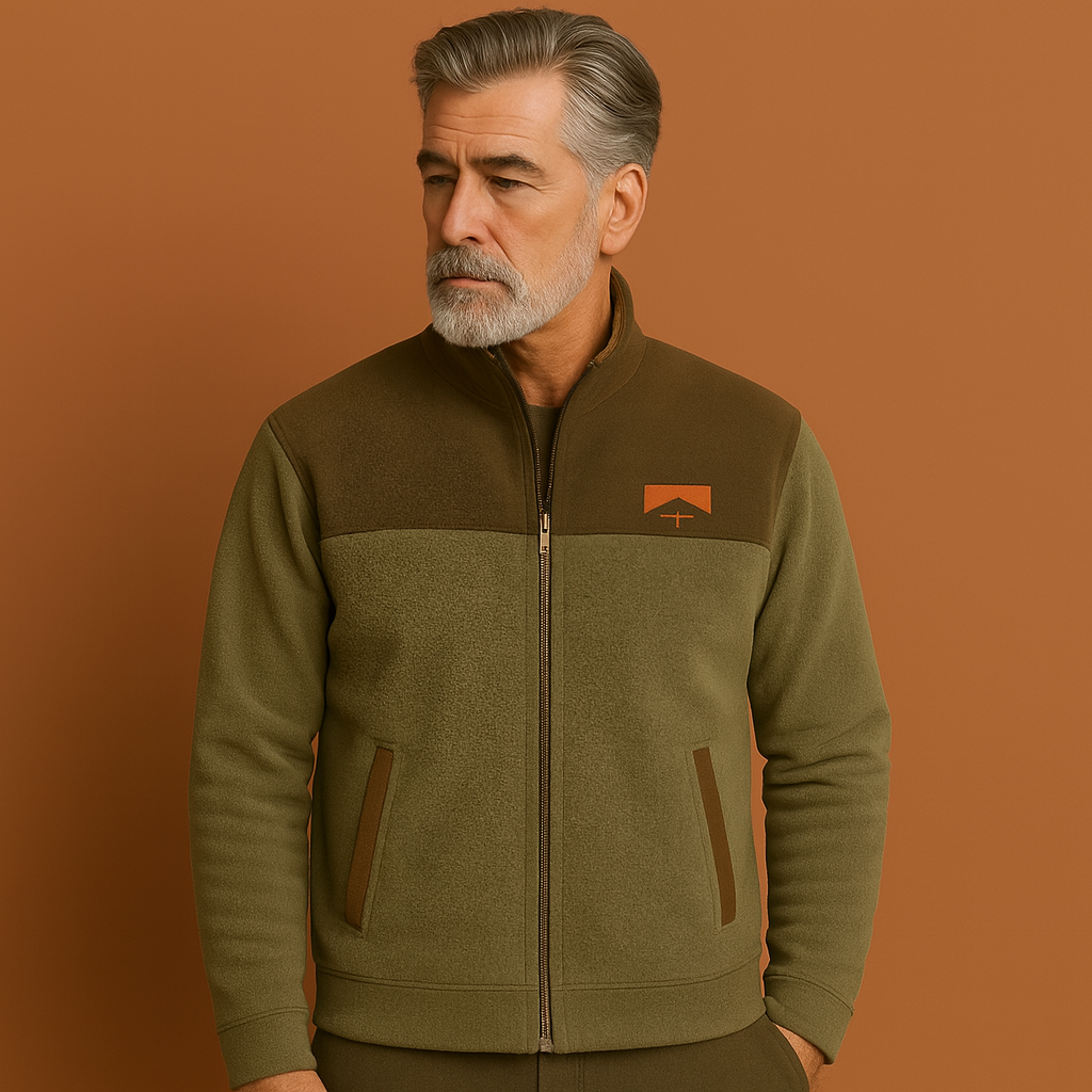 Warme zip-up winterjas voor heren in groene kleur met zachte voering en comfortabel ontwerp voor koude dagen.