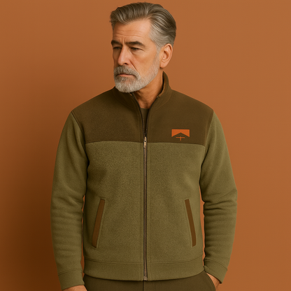 Warme zip-up winterjas voor heren in groene kleur met zachte voering en comfortabel ontwerp voor koude dagen.