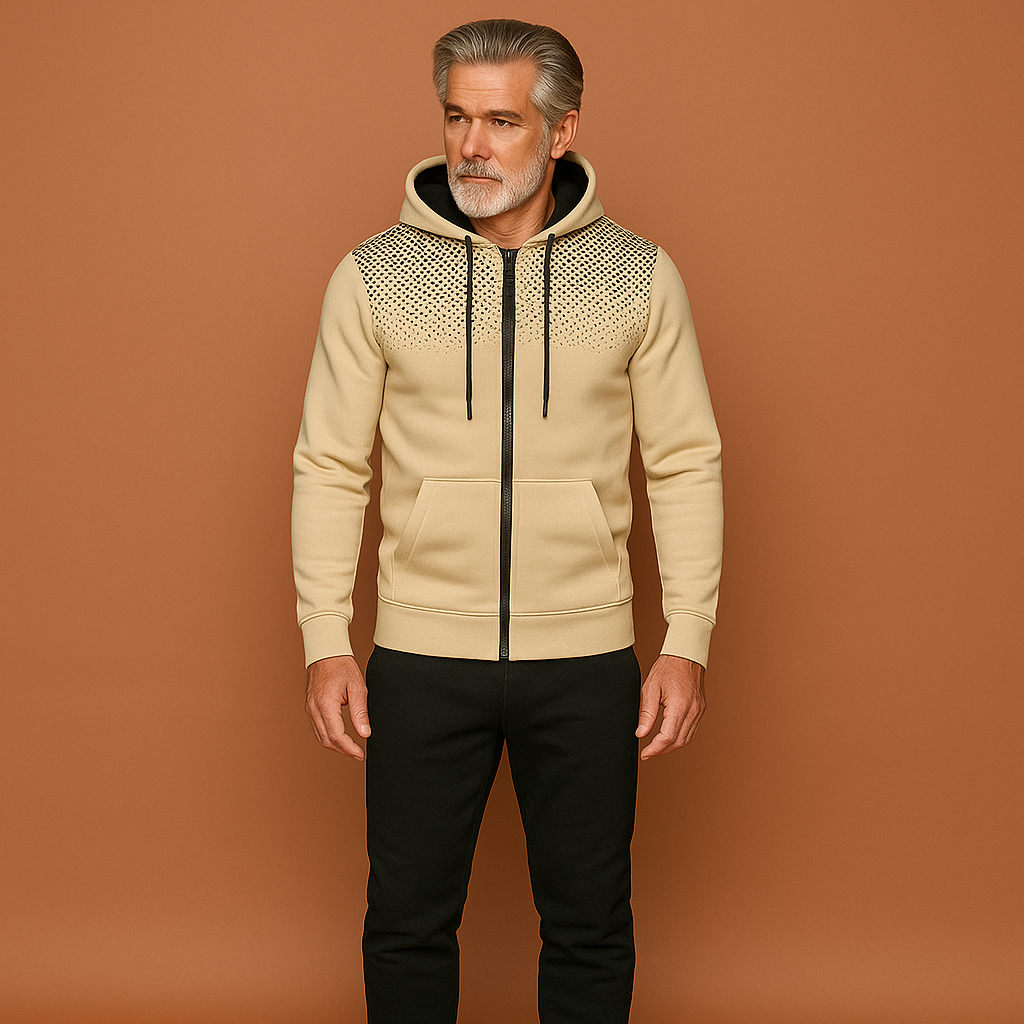 Heren trainingspak in kaki met slim fit design, zacht en comfortabel voor sportieve en casual outfits.