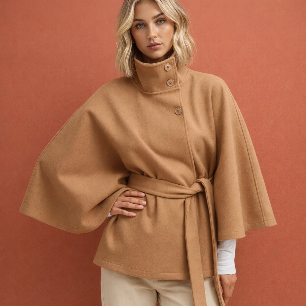 Khaki dames portefeuille vest met opstaande kraag en comfortabele pasvorm, geschikt voor dagelijks gebruik.