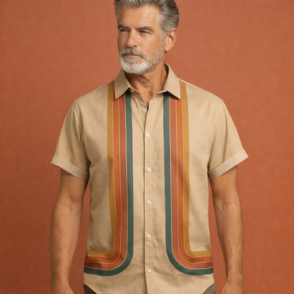 Heren overhemd in khaki met minimalistisch design, zacht en comfortabel voor casual en stijlvolle outfits.