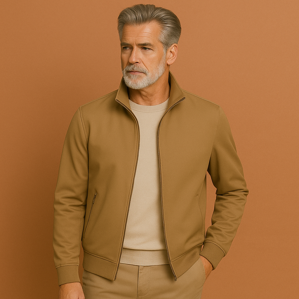 Heren zomerjas in kaki met moderne pasvorm, zacht en comfortabel voor casual en stijlvolle outfits.