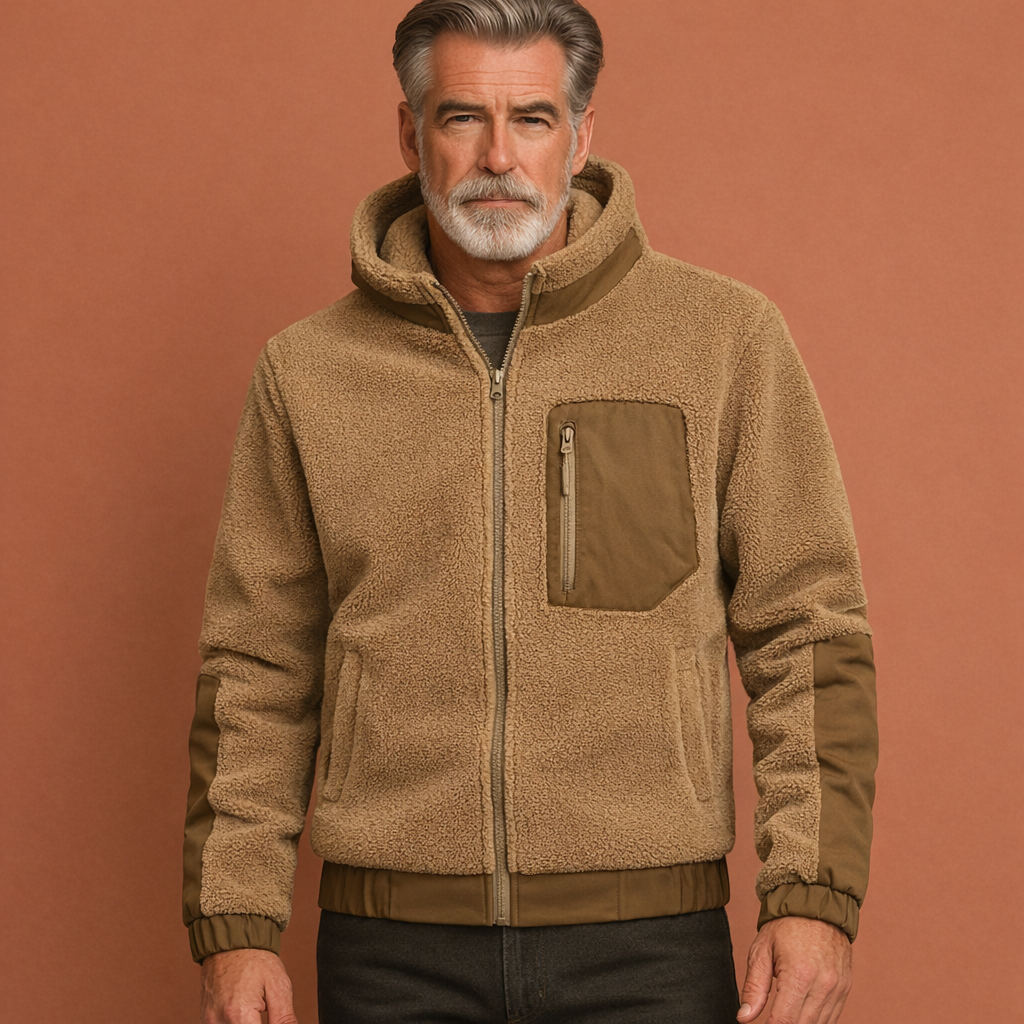 Khaki heren herfstjas met ritssluiting, geschikt voor dagelijks gebruik tijdens frisse herfstdagen.