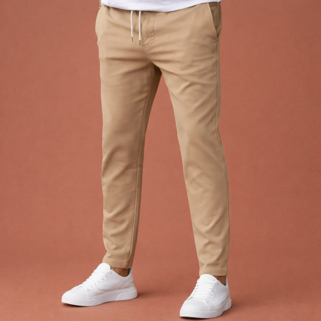 Dames broek in khaki met minimalistisch design, zacht en comfortabel voor casual en stijlvolle outfits.