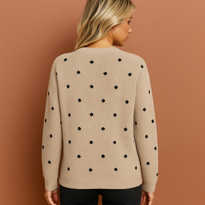 Khaki stijlvolle dames trui met moderne pasvorm, ideaal voor herfst- en winterlooks.