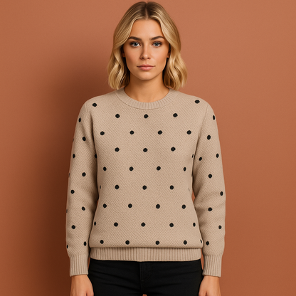 Khaki stijlvolle dames trui met moderne pasvorm, ideaal voor herfst- en winterlooks.