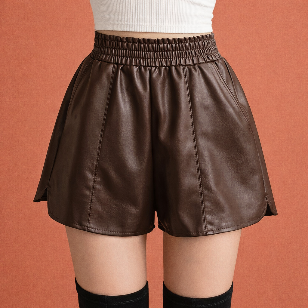 Dames shorts in koffie met minimalistisch design, zacht en comfortabel voor casual en stijlvolle outfits.