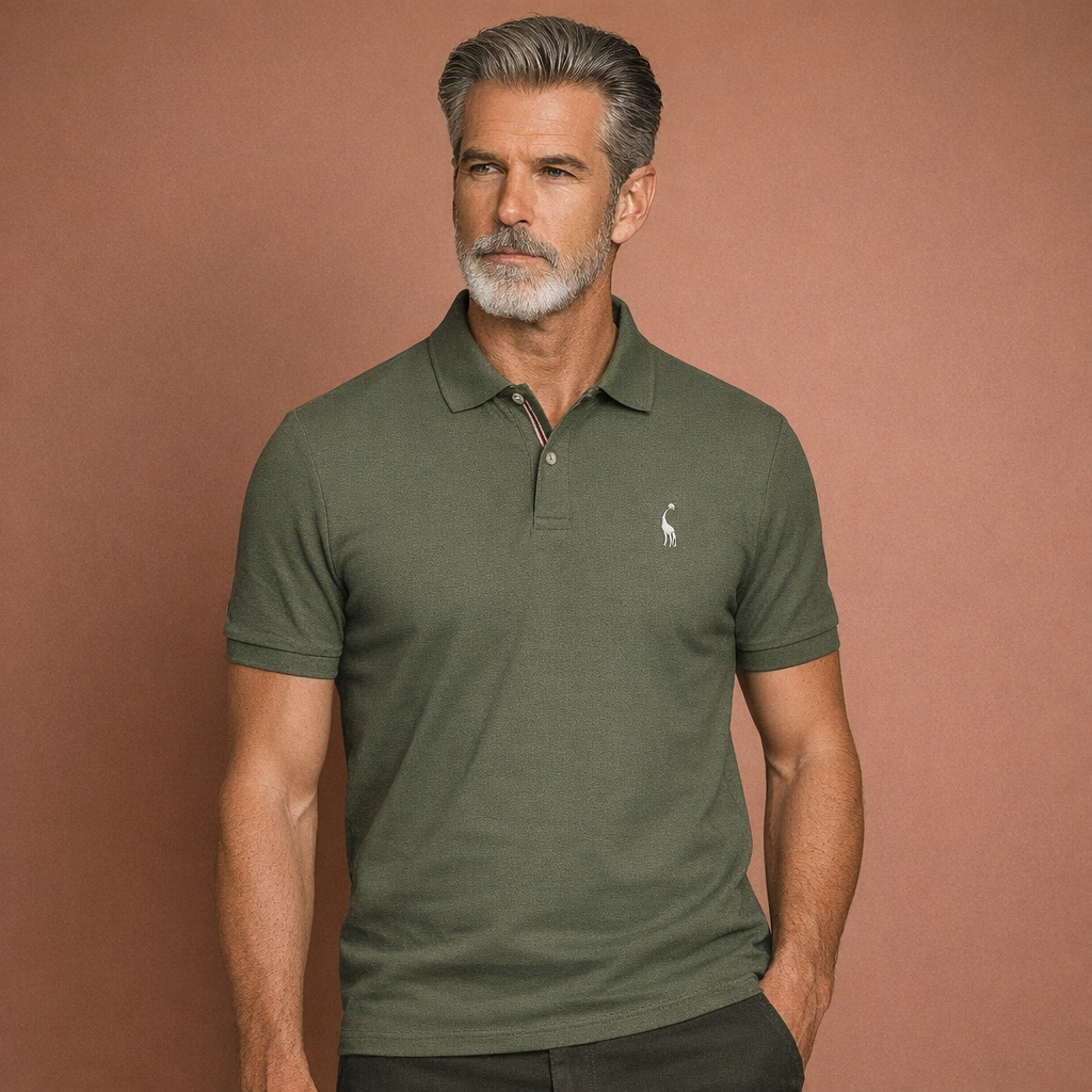 Herenpolo in legergroen met modern design, comfortabel en stijlvol voor casual en verzorgde outfits.