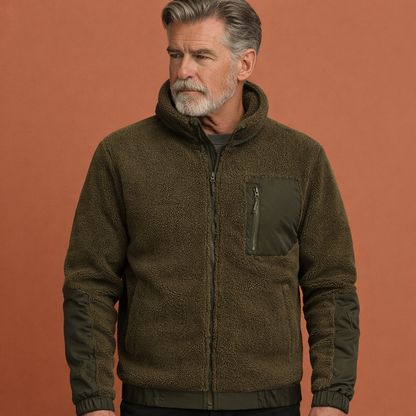 Legergroene heren herfstjas met ritssluiting, geschikt voor dagelijks gebruik tijdens frisse herfstdagen.