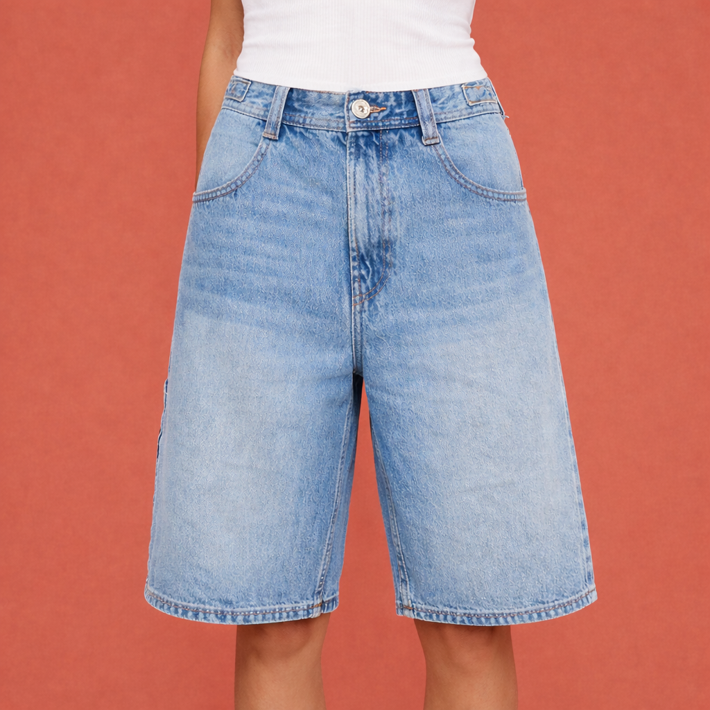 Dames denim shorts in lichtblauw met minimalistisch design, zacht en comfortabel voor casual en stijlvolle outfits.