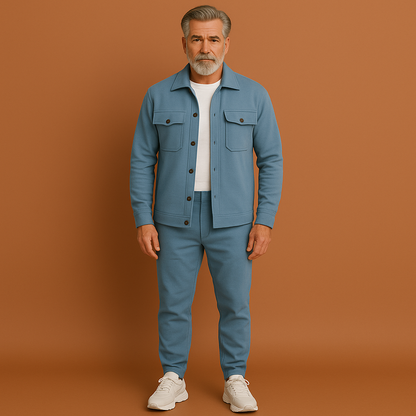 Premium heren set met tijdloos ontwerp in lichtblauwe kleur, ideaal voor dagelijks gebruik en casual outfits.