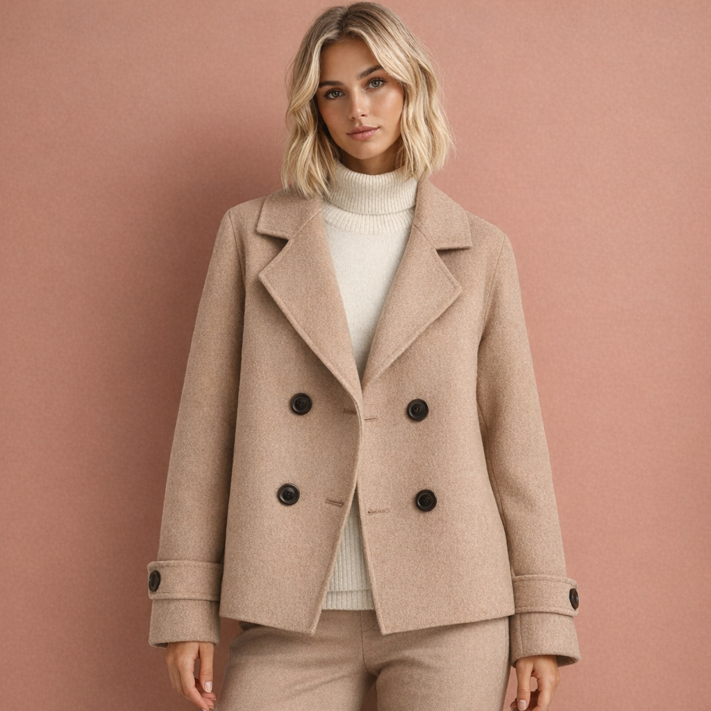 Lichtbruine dames jas met reverskraag en knoopsluiting, ideaal voor dagelijks gebruik en stijlvolle outfits.